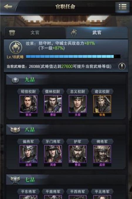 文韬武略各显其能《三国群英传-霸王之业》官职任命系统详解