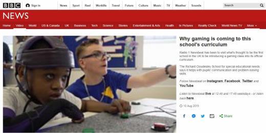 BBC专访英国开设游戏课程学校：游戏加速社会融合