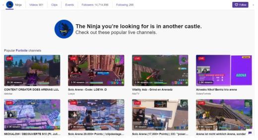 旧直播频道推荐不良内容 主播Ninja表示太恶心！