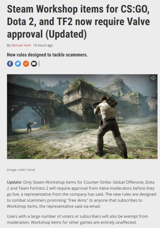 Steam创意工坊审批新规 经证实只适用于V社自家游戏