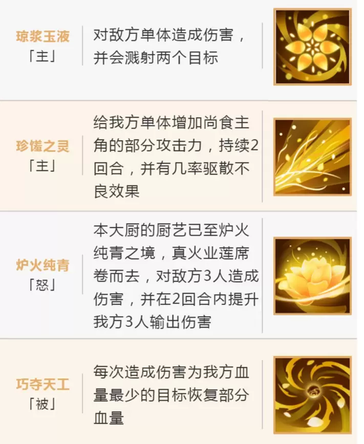 浮生为卿歌尚食技能介绍 尚食技能一览