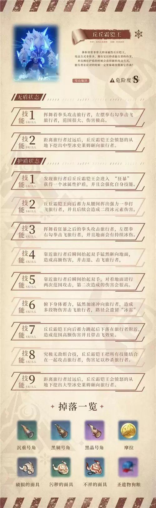 原神龙脊雪山怪物全图鉴和掉落一览