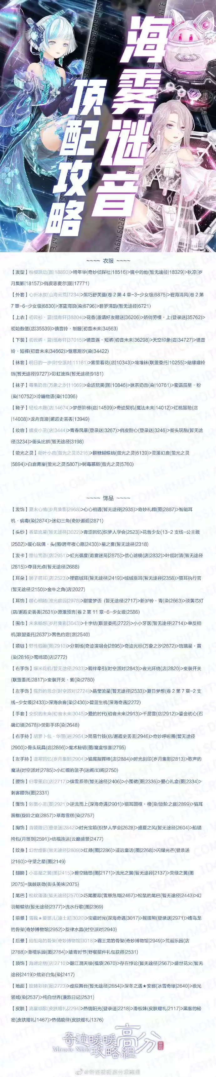 奇迹暖暖海雾迷音完美顶配搭配攻略