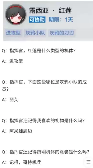 战双帕弥什全角色联络协助答案大全分享