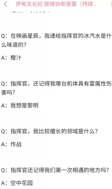 战双帕弥什全角色联络协助答案大全分享