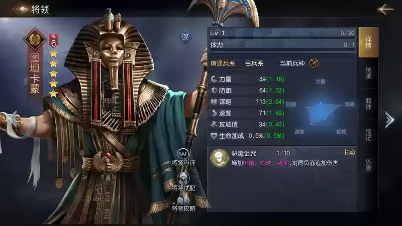 《征服与霸业》图坦卡蒙将领解析