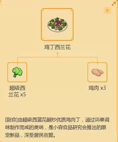 《小森生活》鸡丁西蓝花食谱配方
