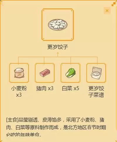 《小森生活》更岁饺子食谱配方介绍