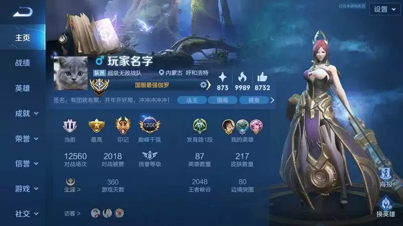 王者荣耀主页四角星有什么用