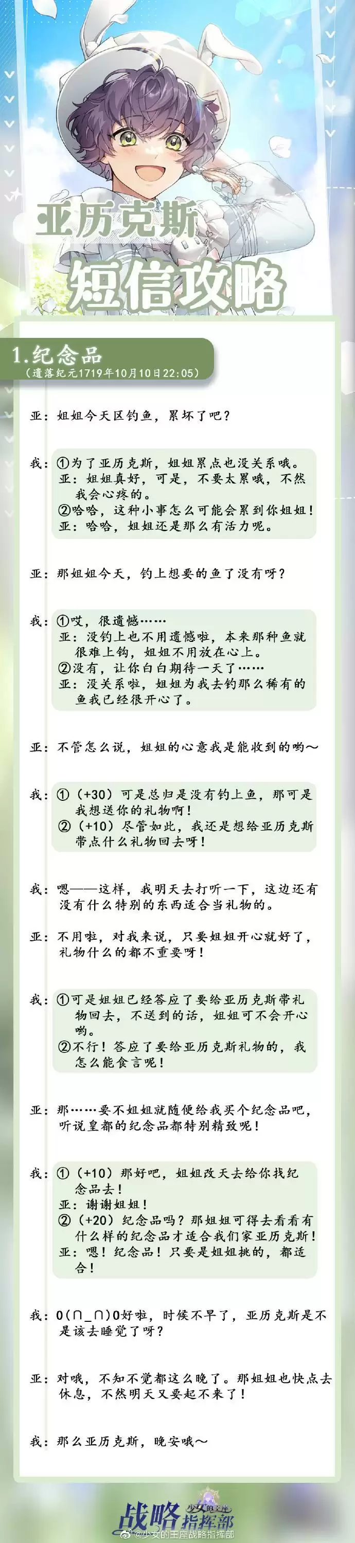 《少女的王座》亚里克斯短信选择攻略