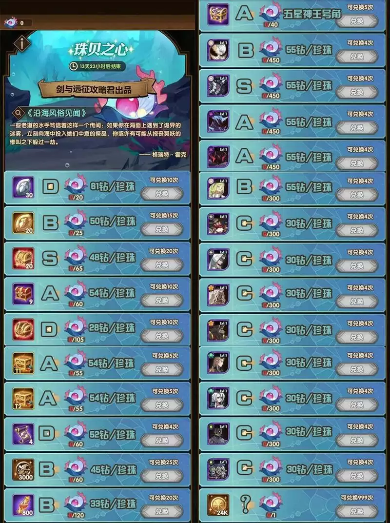 剑与远征海妖之歌活动物品兑换及氪金建议