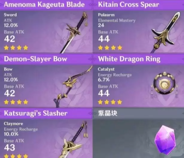 《原神》2.0稻妻锻造武器材料消耗一览