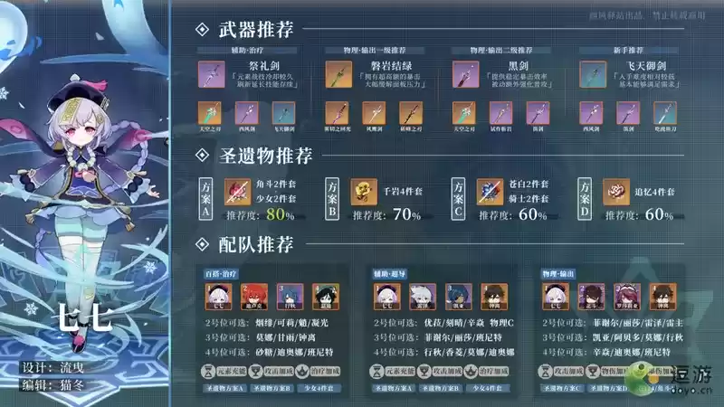 原神2.0七七详细培养攻略