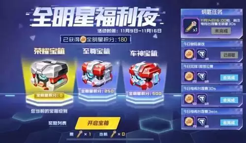 《QQ飞车》手游2021全明星福利开箱有哪些奖励