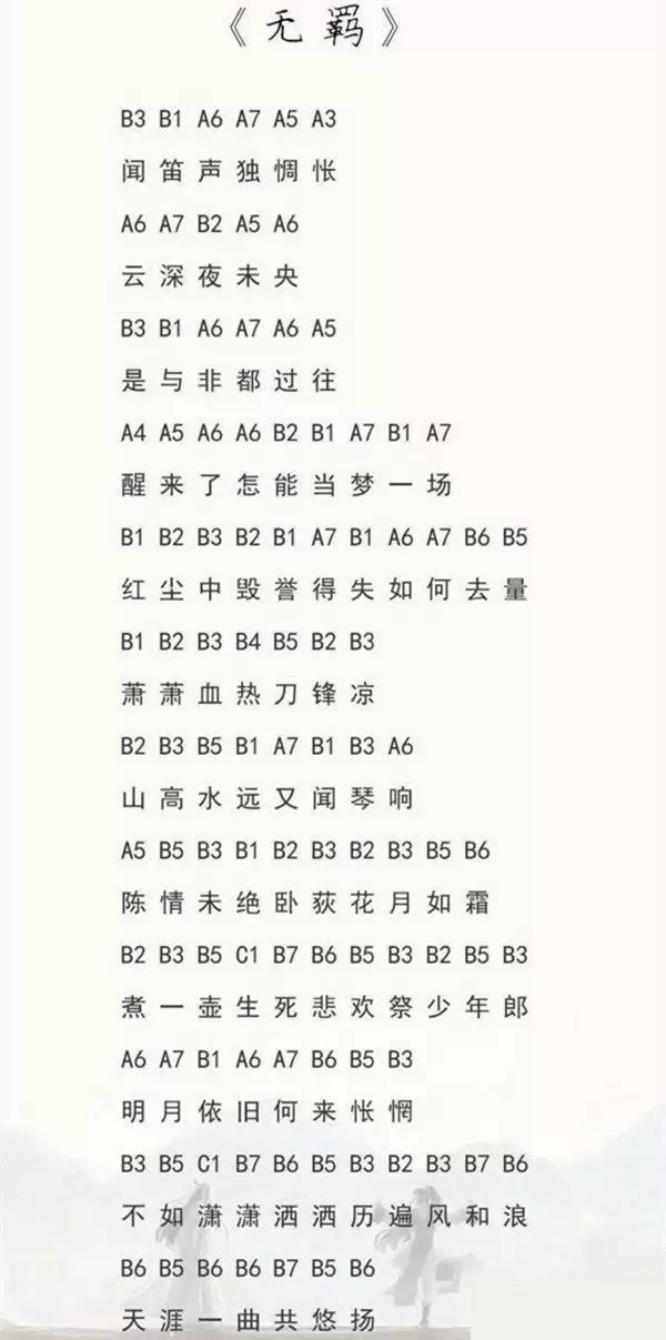 《光遇》无羁乐谱分享