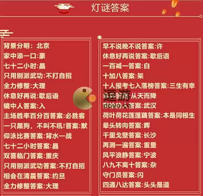 天谕手游2022元宵节猜灯谜答案分享