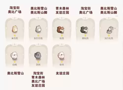 奥比岛手游宠物分布地点一览1