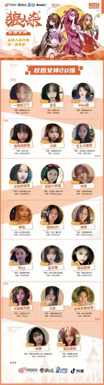 从狼人杀开始“炫”出青春,狼人杀校园女神评选活动决赛开启!