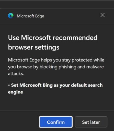 微软向Chrome用户推荐固定Edge浏览器到任务栏