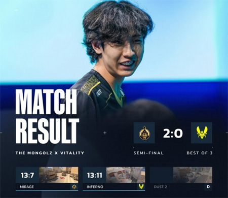 MongolZ 2-0横扫Vitality晋级BLAST赏金赛决赛，小蜜蜂止步四强
