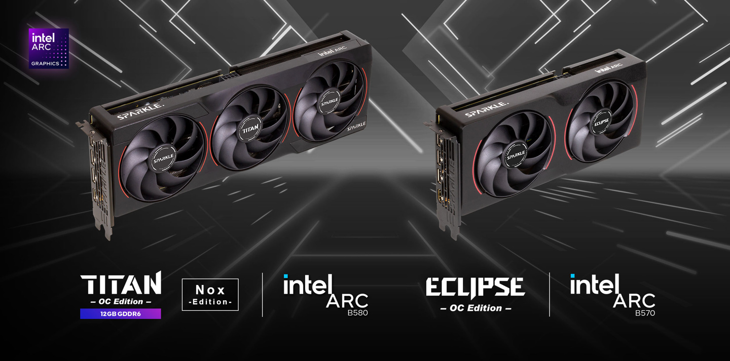 黑化外观，撼与正式推出锐炫 B580 TITAN Nox OC / B570 Eclipse OC 显卡