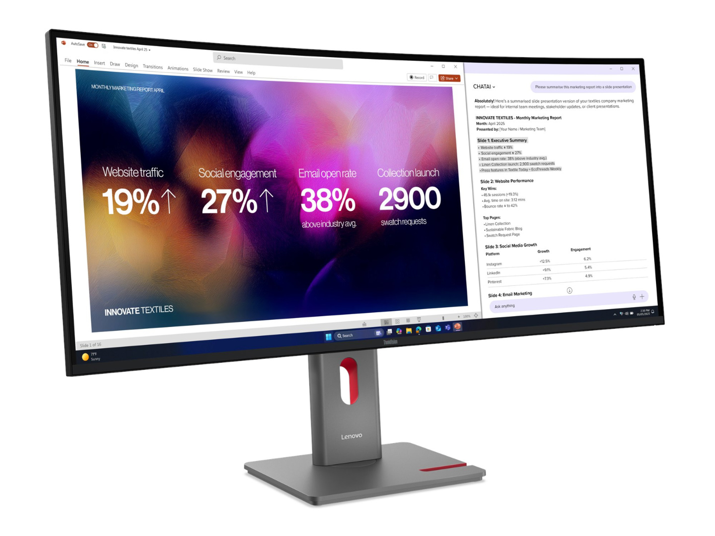 联想 ThinkVision P40WD-40 显示器曝光：40 英寸 5K2K 曲面带鱼屏，含税价约为 1417 英镑