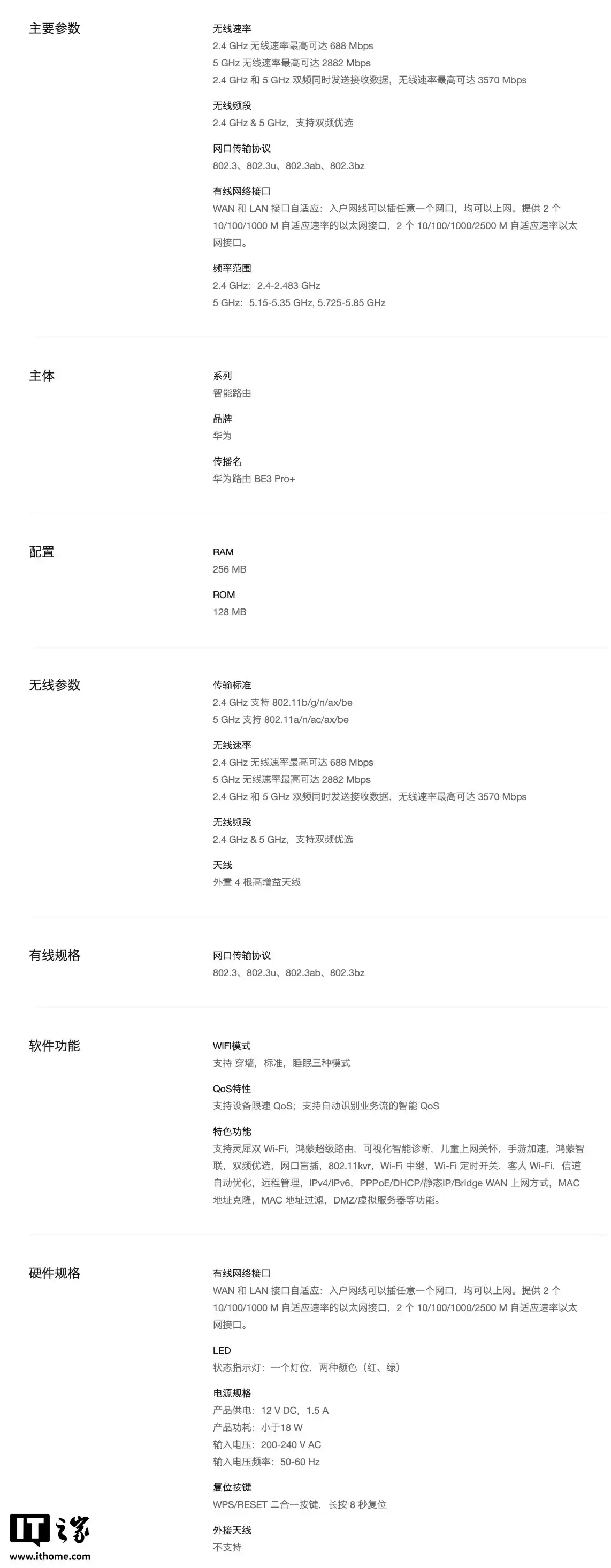 华为路由 BE3 Pro+ 预售:双 2.5G + 双千兆网口,329 元