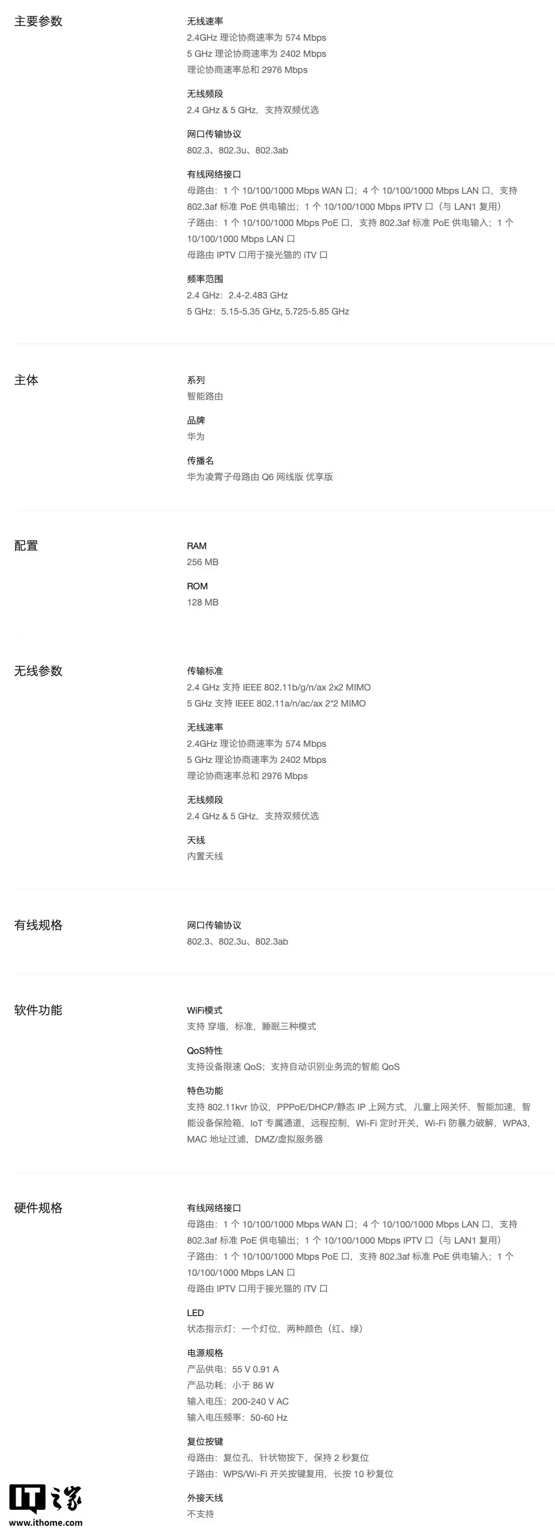 华为推出凌霄子母路由 Q6 网线版 优享版，“1 母 + 3 子”套装售 1288 元