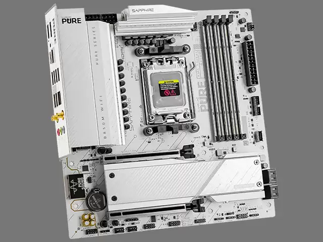 蓝宝石推出 PURE B850A / B850M WIFI 主板，极地银白洁净配色