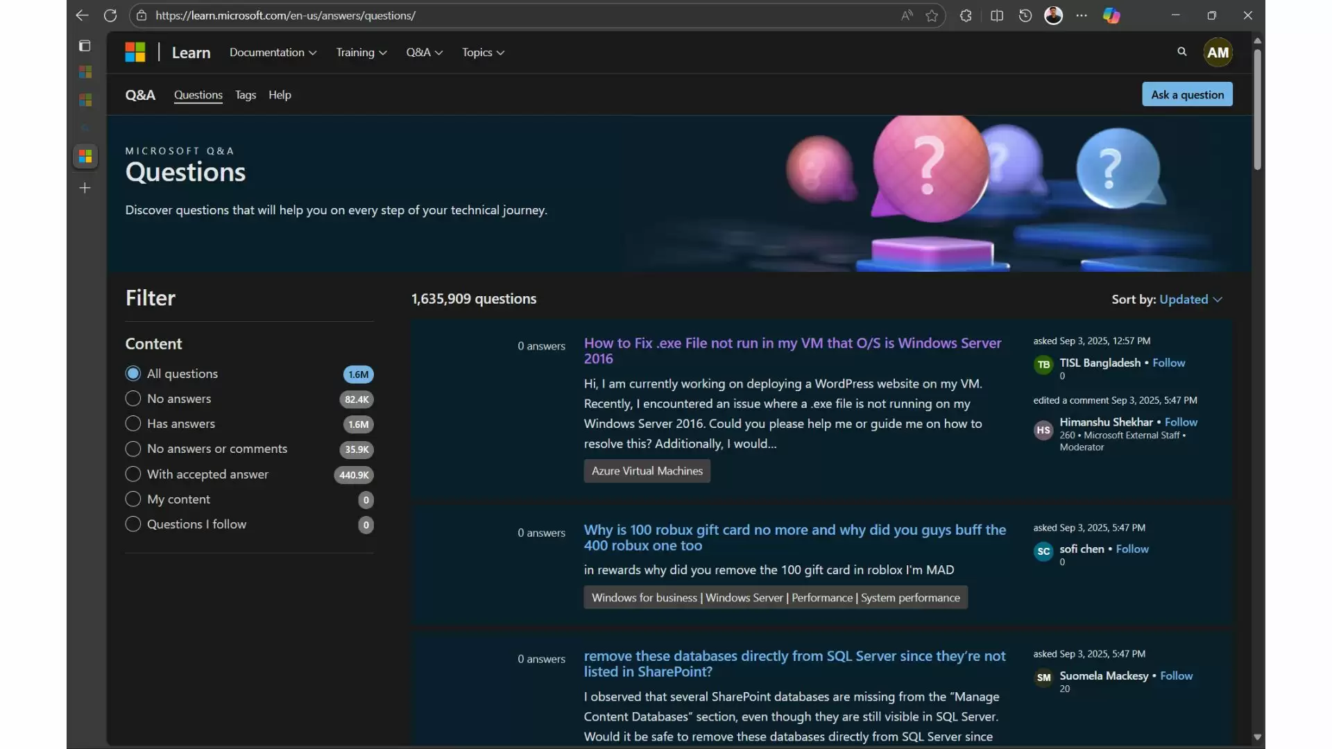 微软 16 年历史 Answers 论坛退出舞台：域名正式跳转，全面迁移至 Learn Q&A 平台