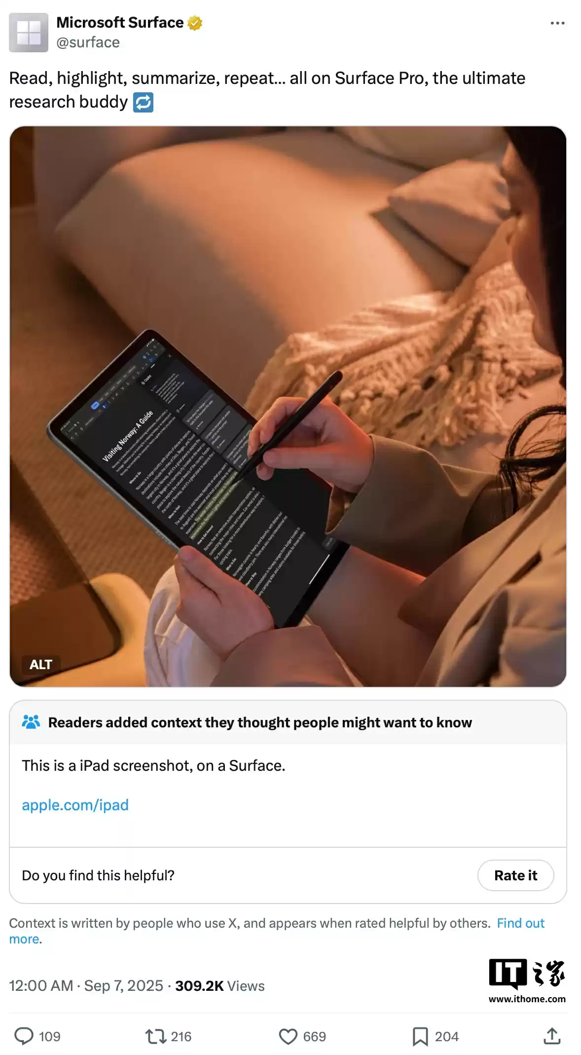 微软 Surface Pro 广告闹乌龙,错误使用苹果 iPadOS 截图