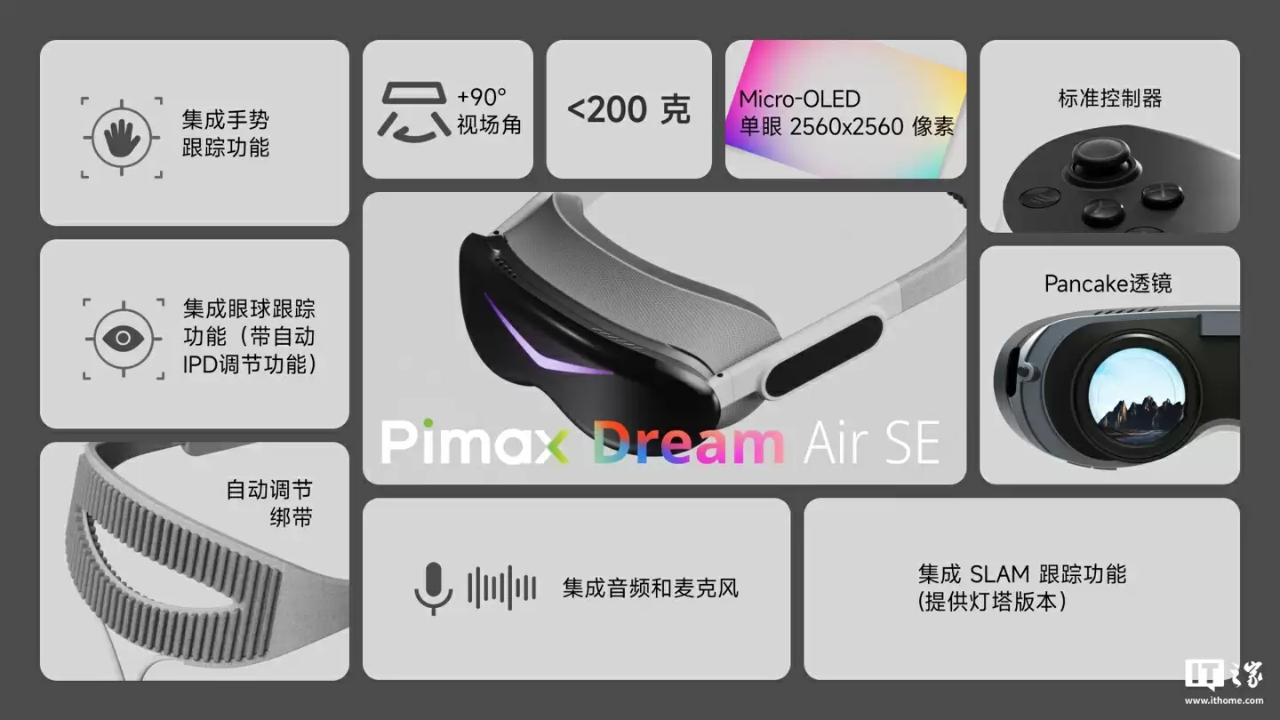 Pimax 小派将于本月演示 Dream Air / SE 头显：可自动调节头戴绑带、眼追 + Micro OLED