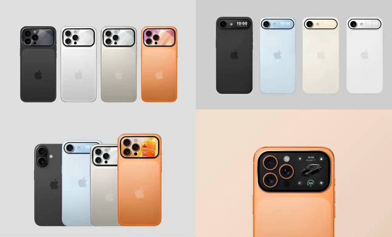 消息源展示配备副屏的苹果 iPhone 17 Air / Pro / Max 手机渲染图，可直观显示天气 / 通知等信息