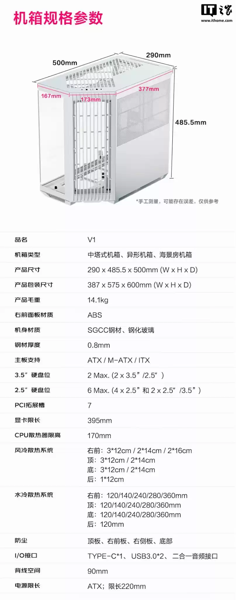 先马 APNX 联名 V1 海景房 ATX 异形机箱上架,黑白双色均售 479 元