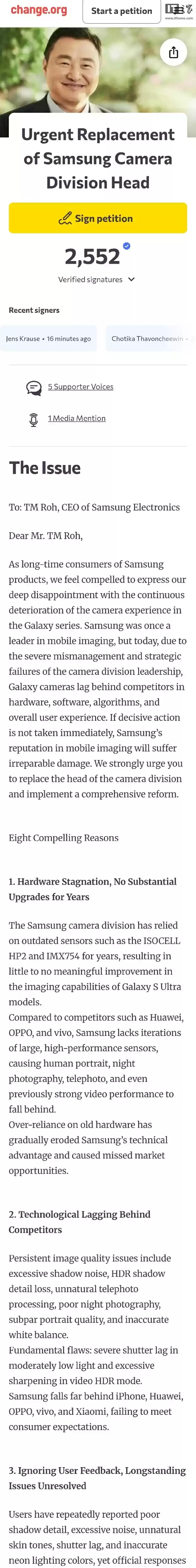 三星粉丝请愿要求更换相机部门负责人，列举八大理由