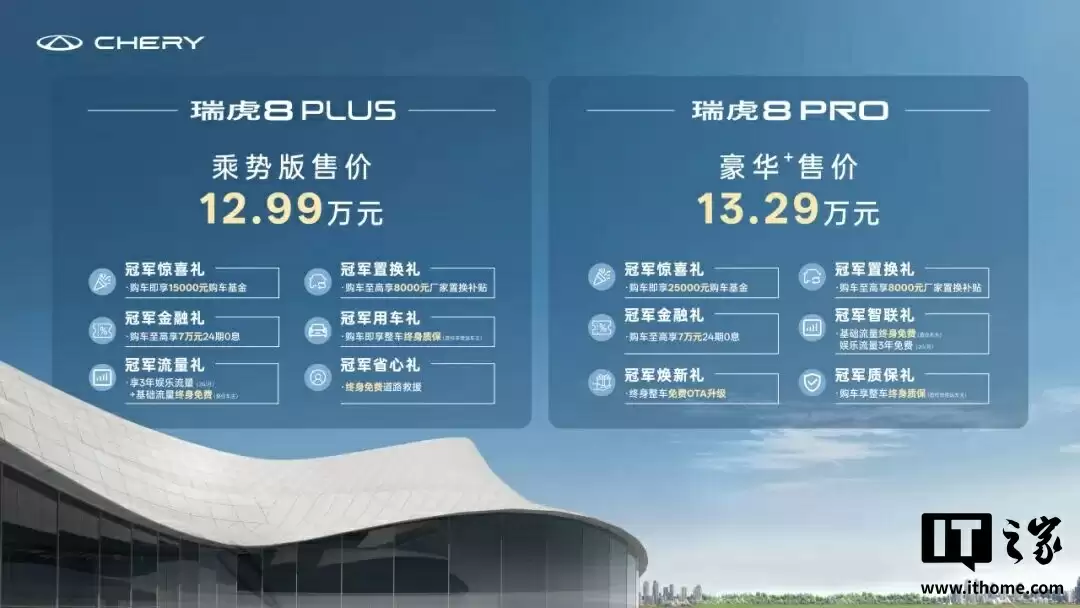 12.99 万元起，奇瑞瑞虎 8 PLUS 及瑞虎 8 PRO 汽车全新版型上市