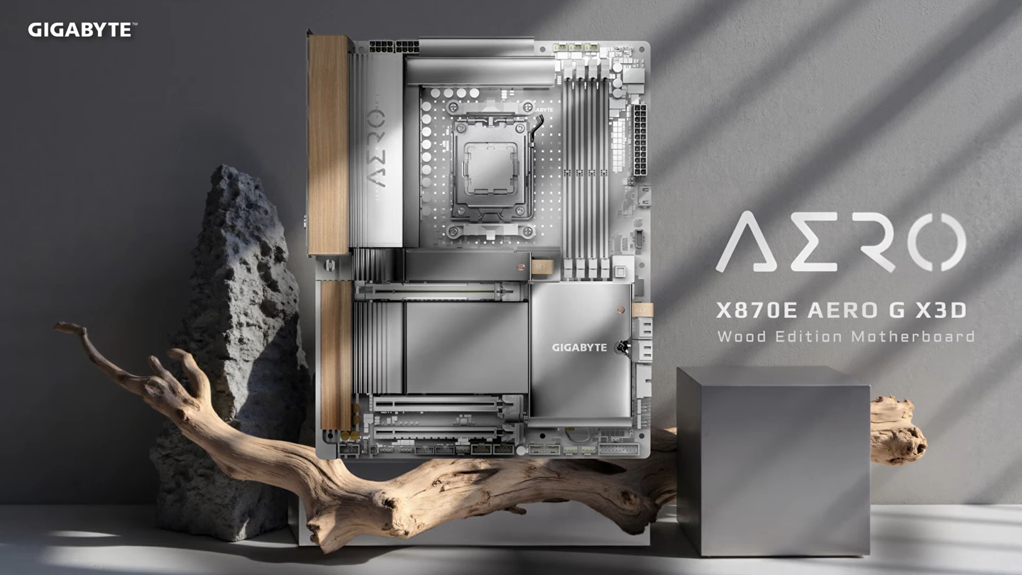 技嘉公布首款实木装饰主板 X870E AERO G X3D