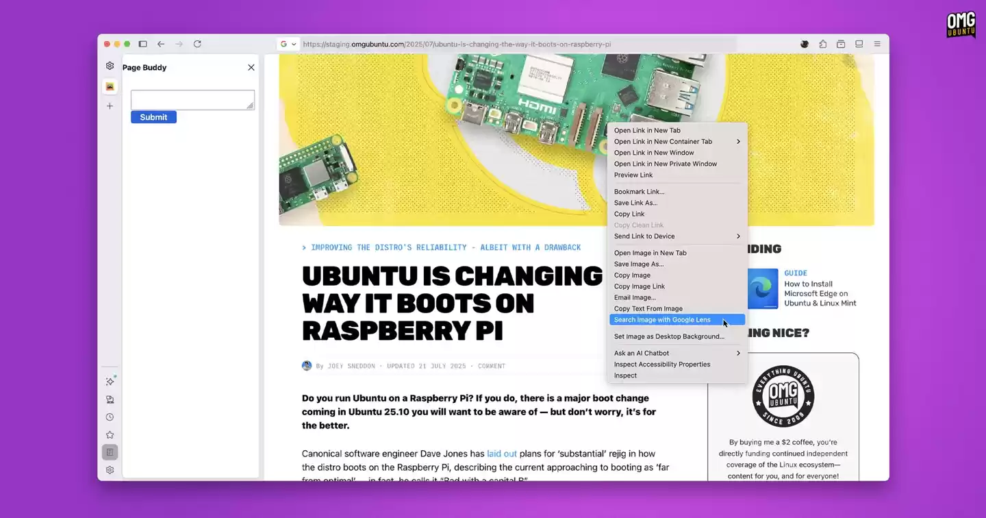 火狐 Firefox 143 浏览器前瞻:集成 Google Lens 识图搜图、引入本地 AI 助手 Page Buddy