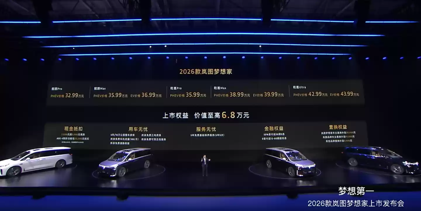 2026 款岚图梦想家 MPV 上市：首搭华为乾崑 ADS 4 + 鸿蒙座舱 5，售 32.99 万元-43.99 万元