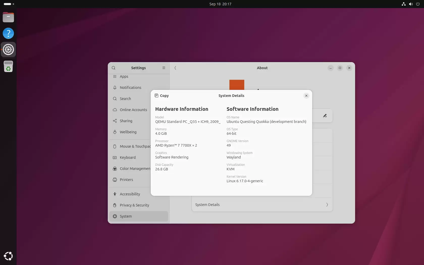 Ubuntu 25.10桌面截图