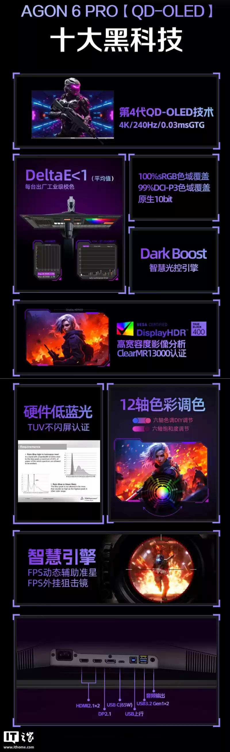 AOC 推出“AG326UZD”31.5 英寸显示器:4K 240Hz QD-OLED、DP 2.1 + 双扬,6499 元