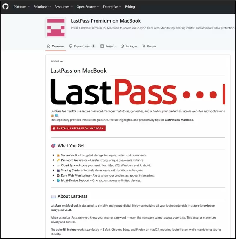 LastPass 示警 Mac 用户:黑客伪造 100+ 热门应用,大规模钓鱼窃取隐私数据