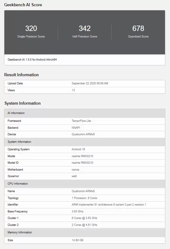真我GT8 Pro跑分截图