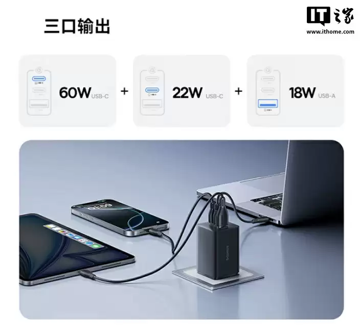 倍思推出 100W 小方块充电头:2C + 1A、可折叠插脚,199 元