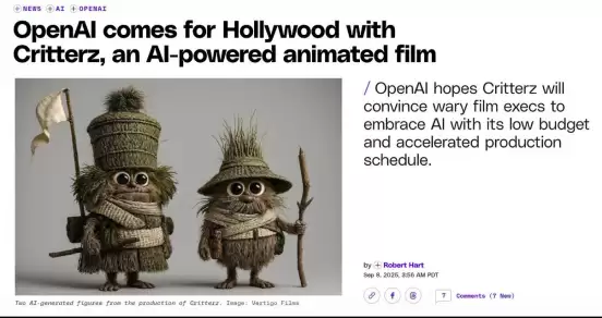 外国媒体很关注OpenAI的首部电影《Critterz》