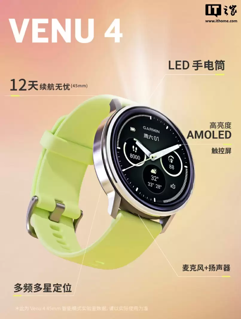 3980 元佳明 Venu 4 智能运动手表国行首销:41/45mm 双版本、升级睡眠教练 / 语音助理