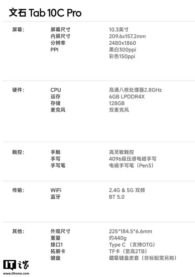 文石 Tab10C Pro 彩色墨水屏电纸书开售：搭 10.3 英寸 Kaleido 3 面板，4799 元