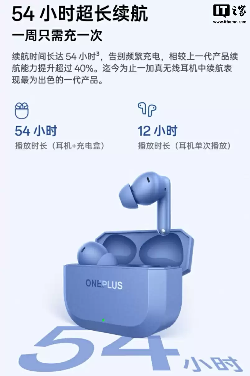 一加 Buds 3V 真无线蓝牙耳机亮相：蓝 / 黑配色、54 小时综合续航，首发 119 元