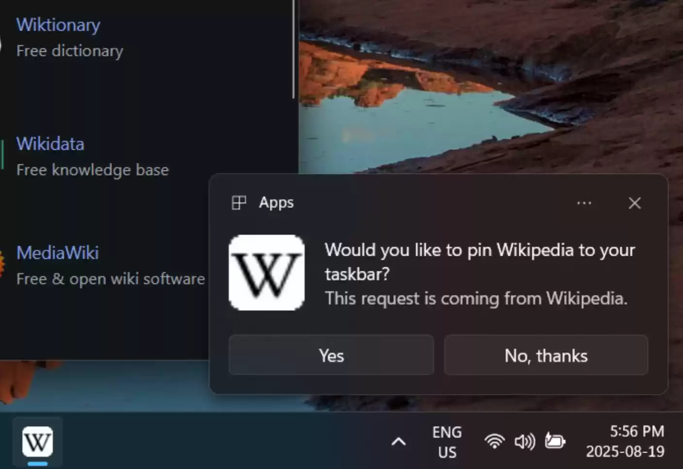 网站固定到任务栏示意