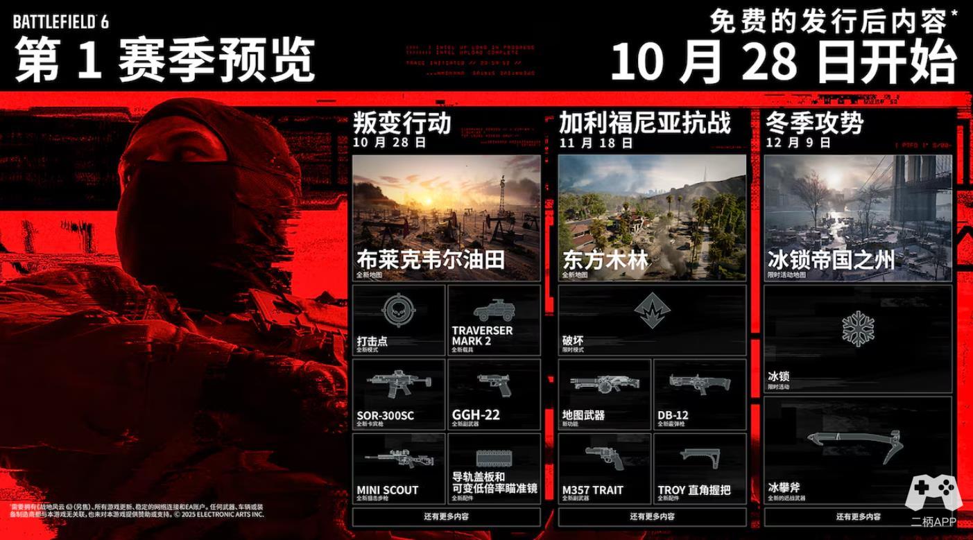 《战地6》首季内容公布：10月起每月一张新地图